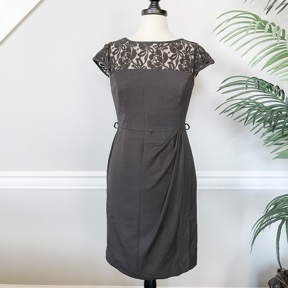 Anne Klein Gray Dress with Lace Detail